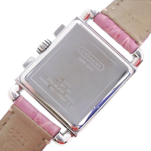 COACH 0253 Chronograph Watches Silver/pink Stainless Steel/leather Quartz - Picture 2 of 6
